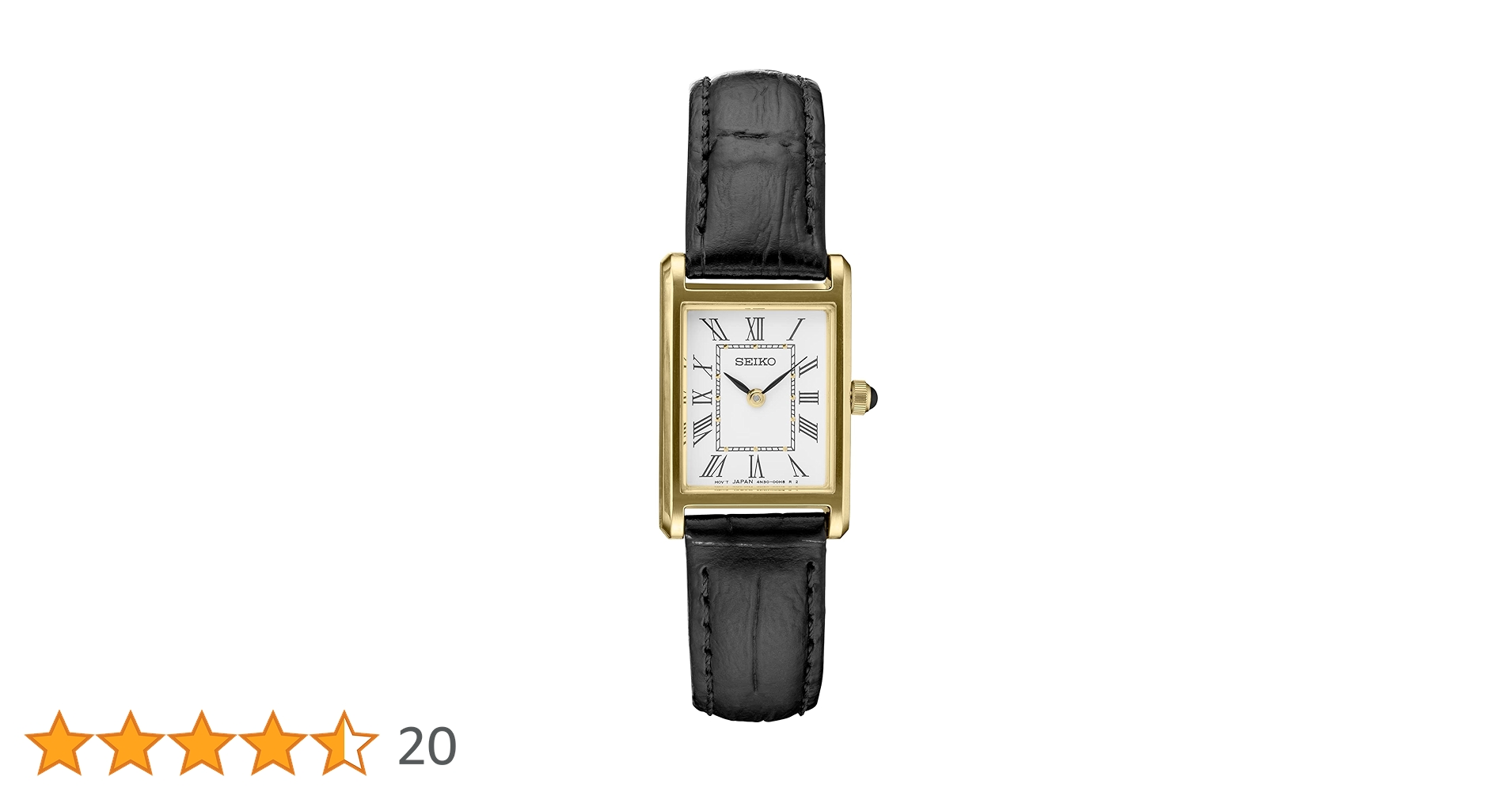 Amazon | SEIKO スクエアゴールドブラックレザーレディース